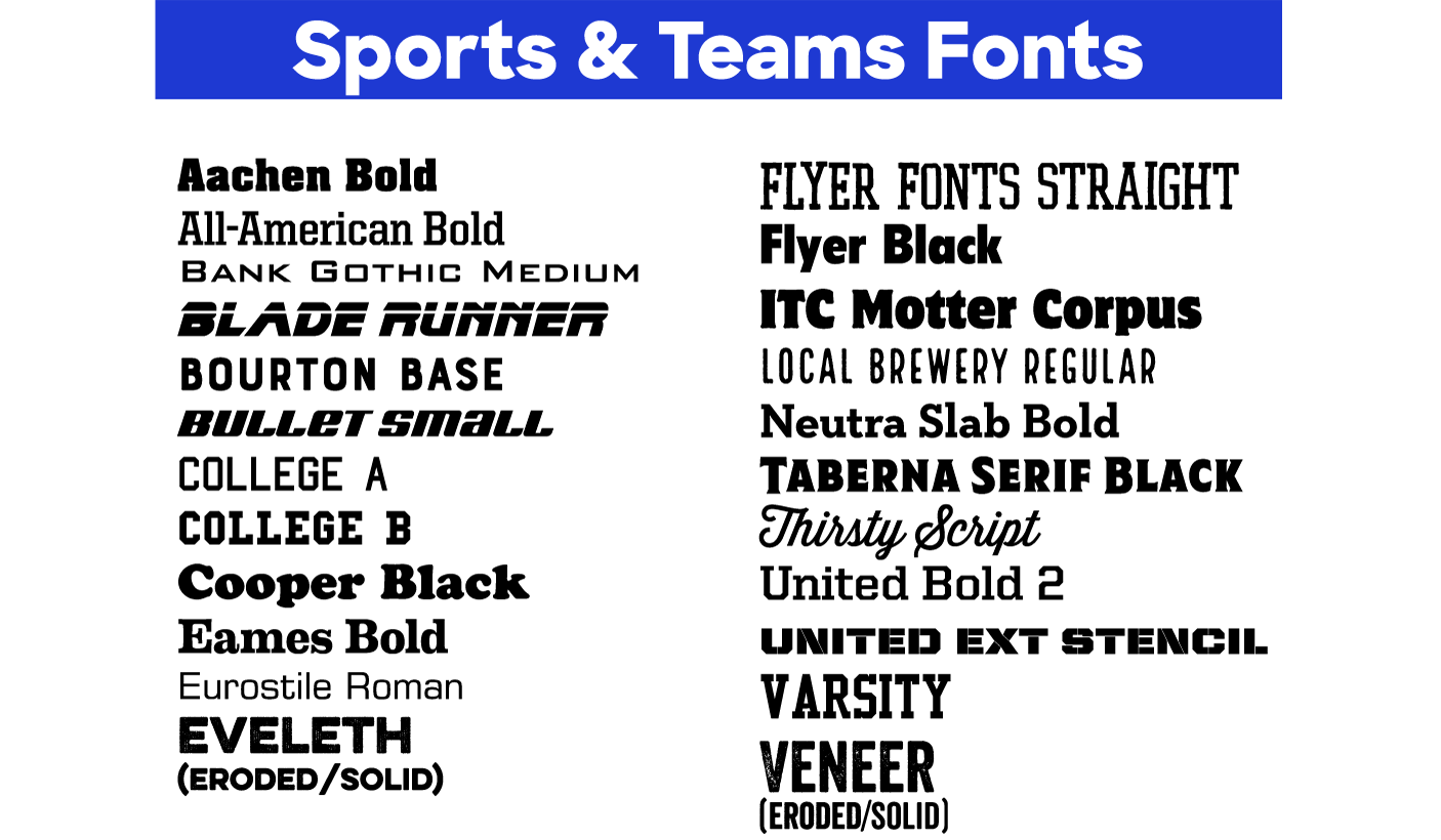 football team fonts